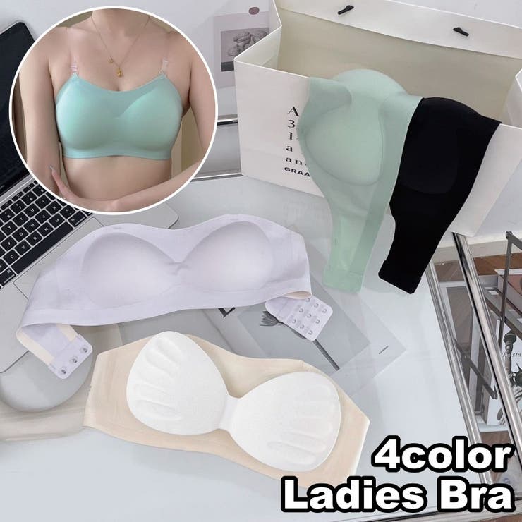 ストラップレスブラ ノンワイヤーブラ 透明ストラップ付き | PlusNao | 詳細画像1 