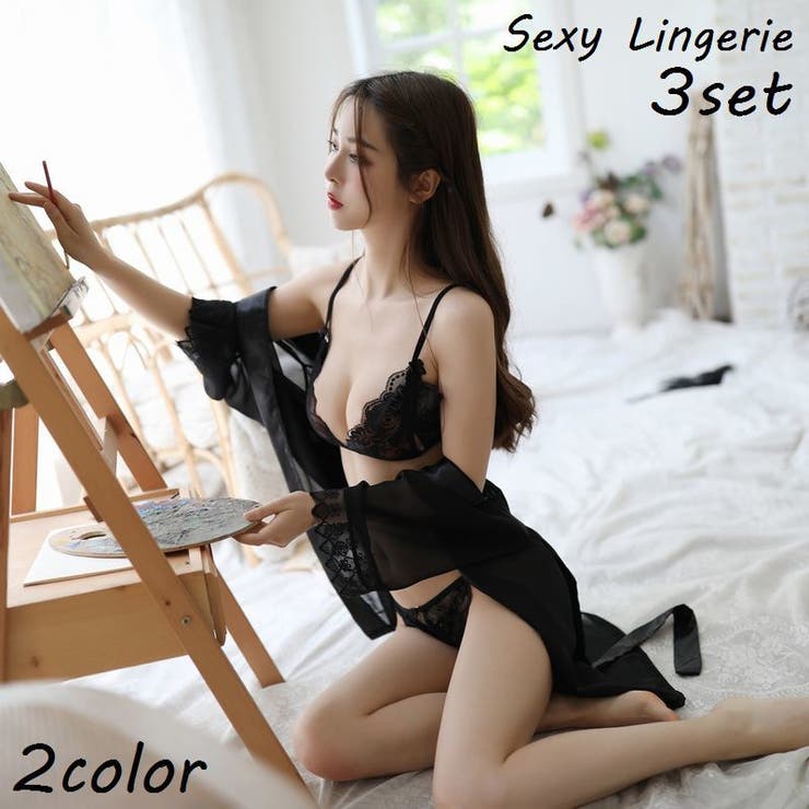 セクシーランジェリー 3点セット ナイトガウン[品番:FQ000141583