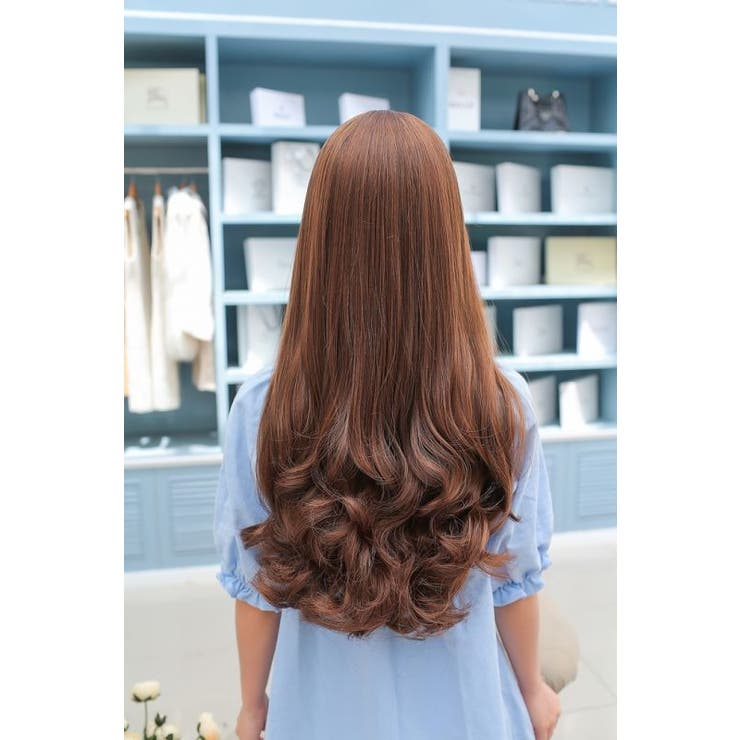 毛先大き目カールのロングヘアハーフウィッグ・つけ毛[品番：FQ000050704]｜PlusNao（プラスナオ）のレディースファッション通販