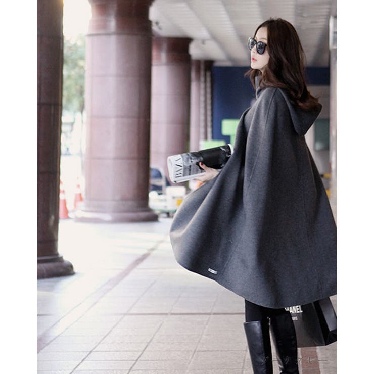 フード付きポンチョコート ケープコート マントコート[品番