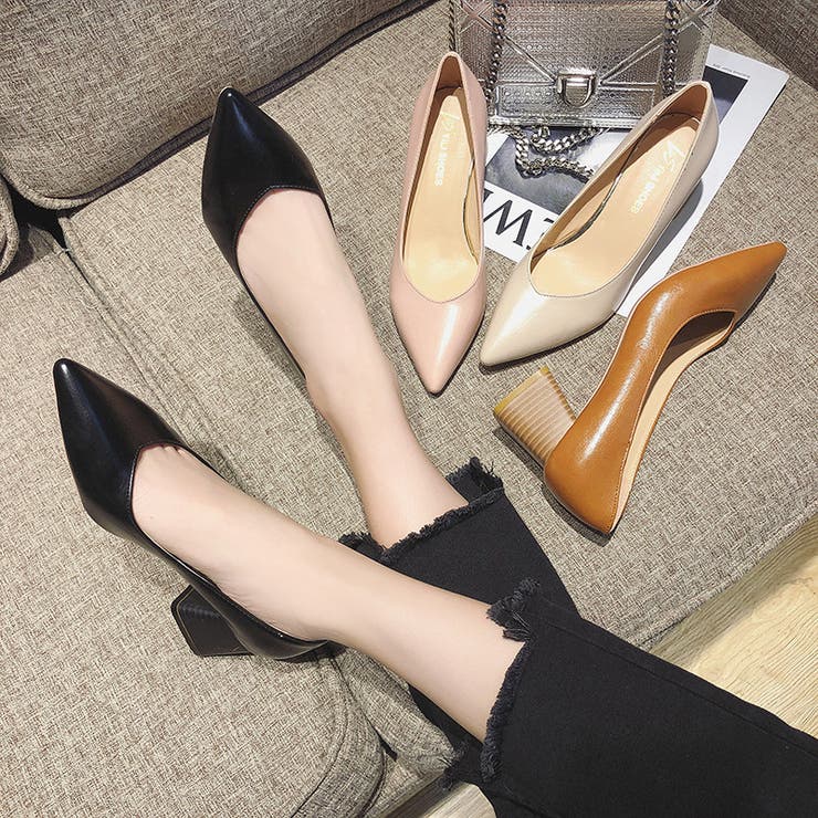 パンプス ポインテッドトゥ チャンキーヒール | PlusNao | 詳細画像4 