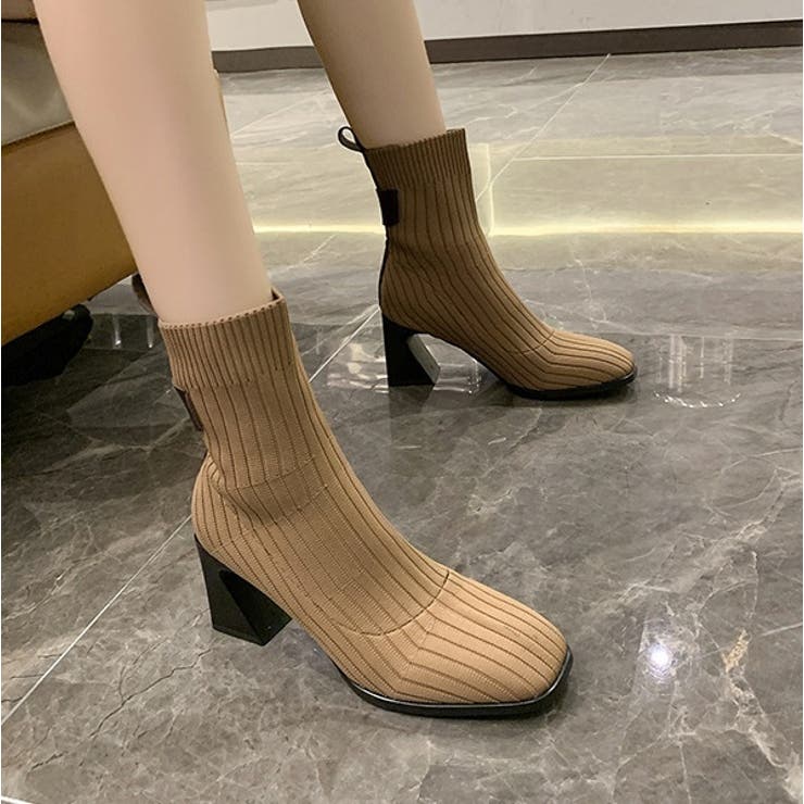 ショートブーツ リブニットブーツ ソックスブーツ | PlusNao | 詳細画像10 