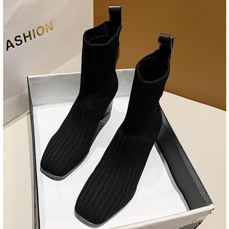 ショートブーツ リブニットブーツ ソックスブーツ | PlusNao | 詳細画像14 