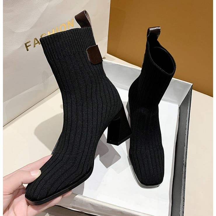 ショートブーツ リブニットブーツ ソックスブーツ | PlusNao | 詳細画像15 