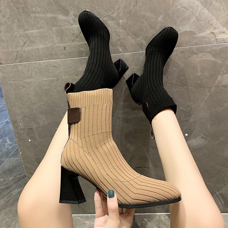 ショートブーツ リブニットブーツ ソックスブーツ | PlusNao | 詳細画像6 