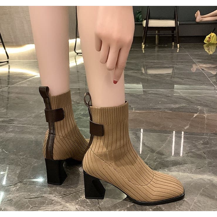 ショートブーツ リブニットブーツ ソックスブーツ | PlusNao | 詳細画像9 