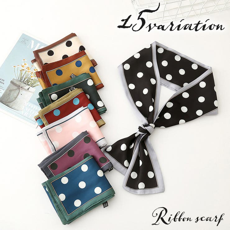 リボンスカーフ レディース 水玉柄 | PlusNao | 詳細画像1 