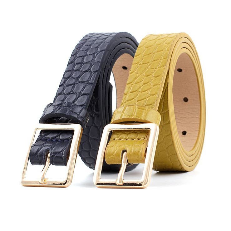 ベルト レディース クロコ型押しPUレザー | PlusNao | 詳細画像3 