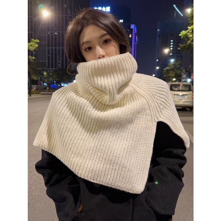 ネックウォーマー ニットケープ ニットポンチョ[品番：FQ000221944