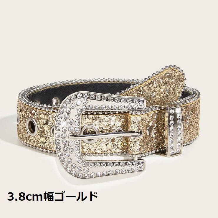 ☆キラキラバックルチェーンベルト&ラインストーンベルト2本セット☆ ☆キラキラバックルチェーンベルト&ラインストーンベルト2本