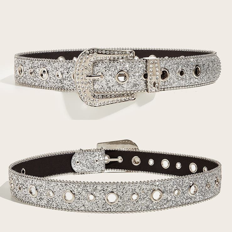 ☆キラキラバックルチェーンベルト&ラインストーンベルト2本セット