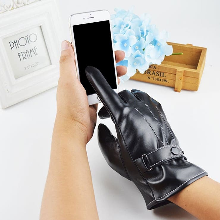 メンズ手袋 5本指 レザー調 | PlusNao | 詳細画像3 