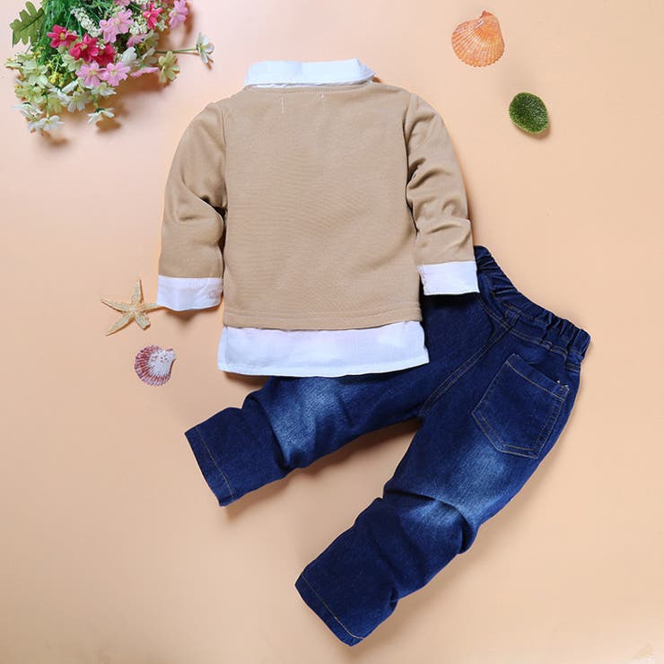 長袖シャツジーンズ２ピース 重ね着風セットアップ 幼児 | PlusNao | 詳細画像2 