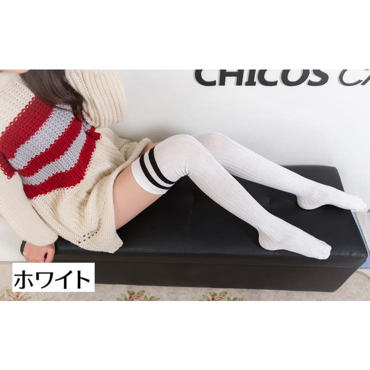 ニーハイソックス ライン入り レディース | PlusNao | 詳細画像9 