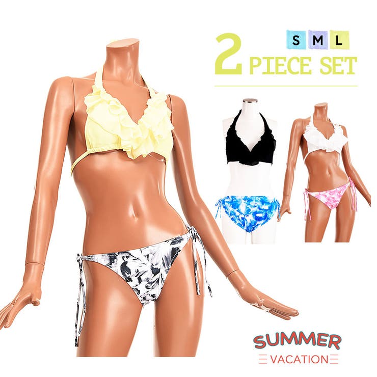 新品(S他/S他) PINK&amp;VS ボタニカル柄 フラウンスホルタービキニset 2STYLEエスニックビキニ・全3色 | レディースファッション通販 - DHOLIC