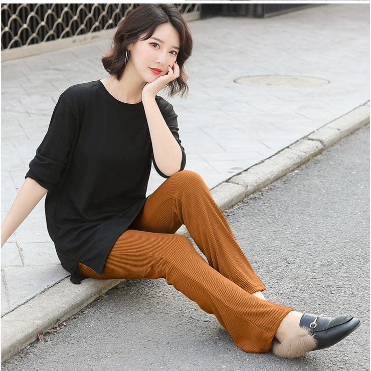 フレアパンツ リブレギンス レディース | PlusNao | 詳細画像5 