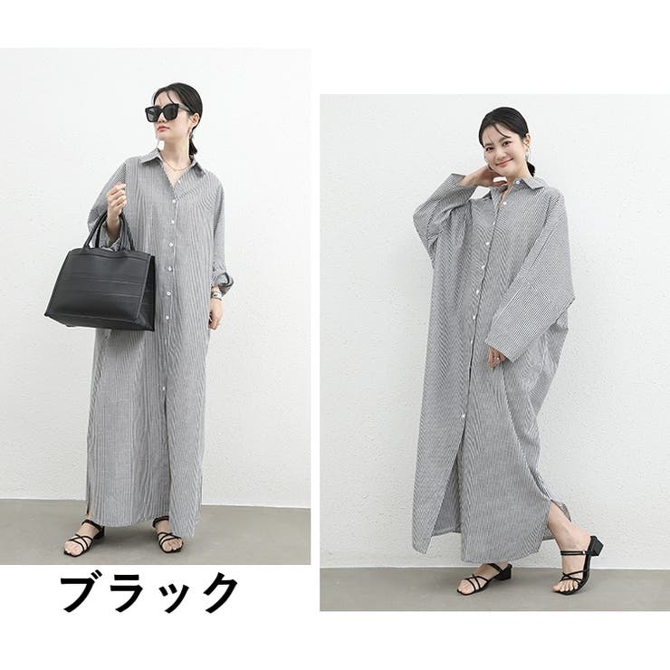 シャツワンピース ロングワンピース マキシ丈 | PlusNao | 詳細画像16 