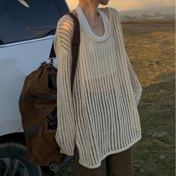 サマーニット 長袖 透かし編み | PlusNao | 詳細画像2 