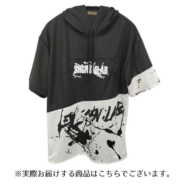 エイチナオト 半袖パーカー 黒 JIYEIND 25SS フェイクツーピース 半袖パーカー | テックウェア