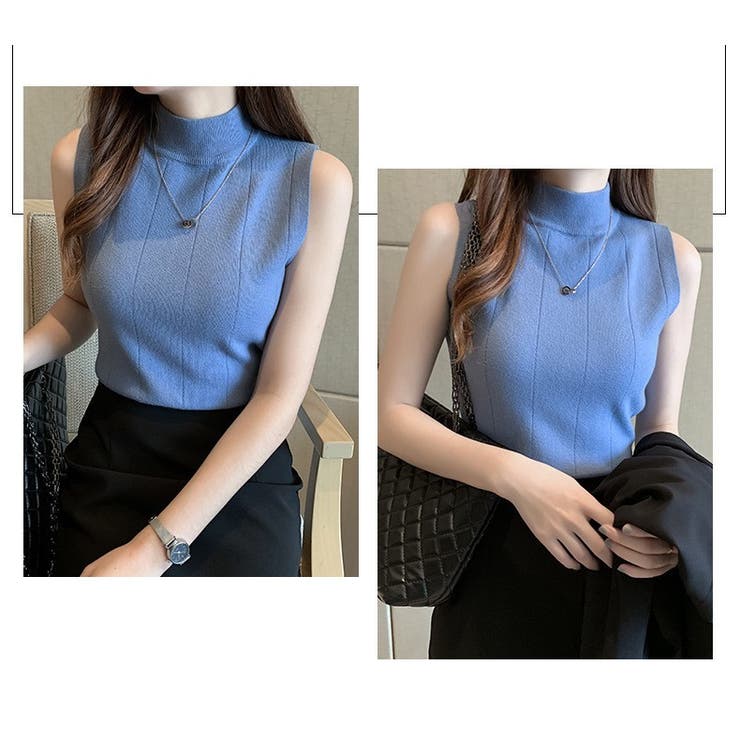 サマーニット ノースリーブ ハイネック | PlusNao | 詳細画像16 