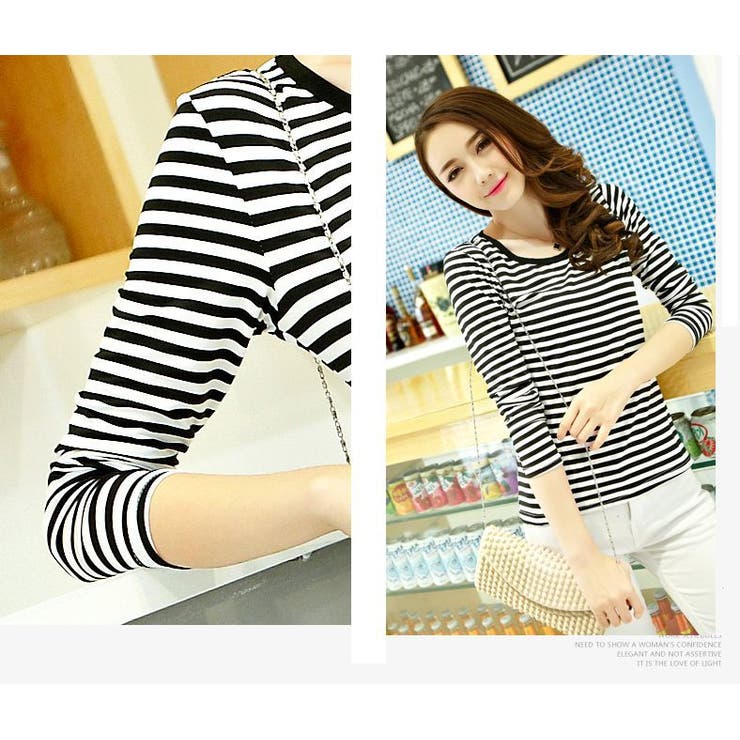 長袖Tシャツ レディース プルオーバーボーダー | PlusNao | 詳細画像10 