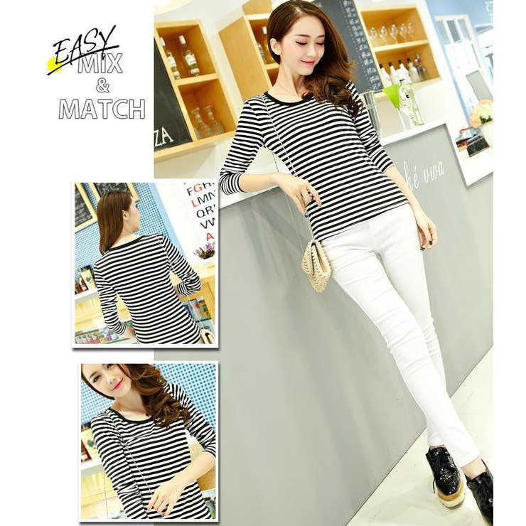 長袖Tシャツ レディース プルオーバーボーダー | PlusNao | 詳細画像3 