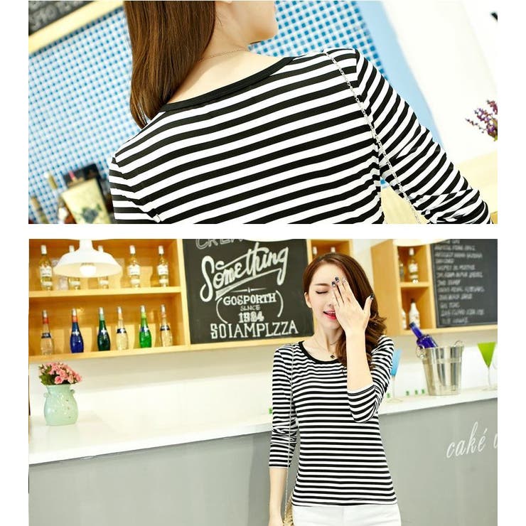 長袖Tシャツ レディース プルオーバーボーダー | PlusNao | 詳細画像8 