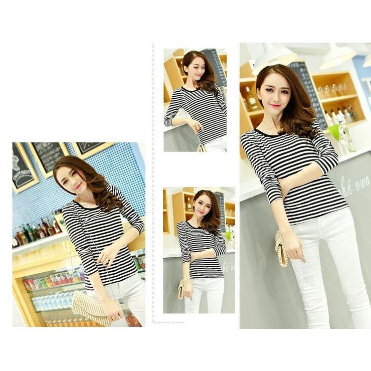 長袖Tシャツ レディース プルオーバーボーダー | PlusNao | 詳細画像9 