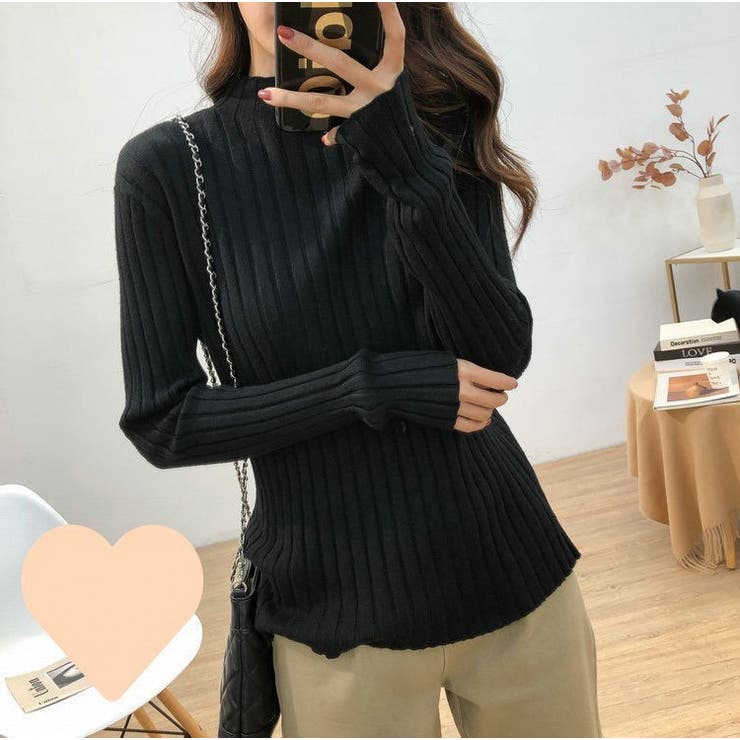 リブニット セーター ボトルネック | PlusNao | 詳細画像19 