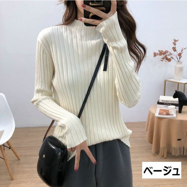 リブニット セーター ボトルネック | PlusNao | 詳細画像9 