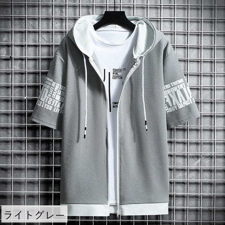 ジップアップパーカー 半袖 メンズ | PlusNao | 詳細画像6 