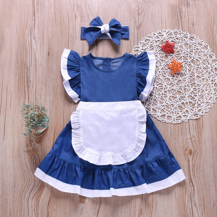 デニムワンピース メイド服風 半袖 品番 Fq Plusnao プラスナオ のキッズファッション通販 Shoplist ショップリスト