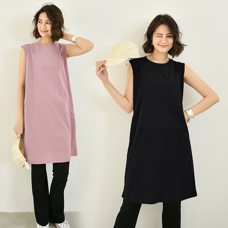 ミニワンピース チュニックワンピ ノースリーブ[品番：FQ000149397