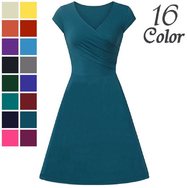 カシュクールワンピース 半袖 フレア | PlusNao | 詳細画像1 