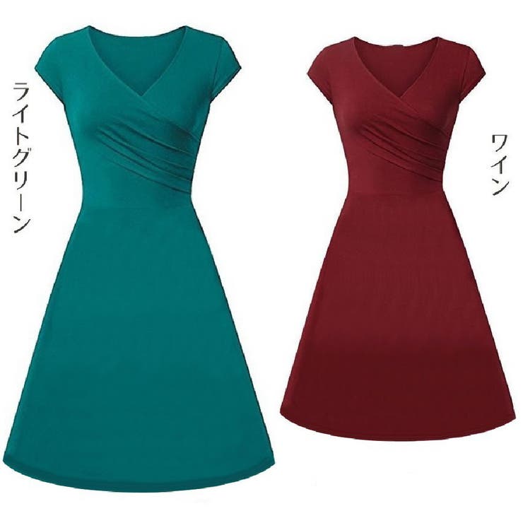 カシュクールワンピース 半袖 フレア | PlusNao | 詳細画像14 