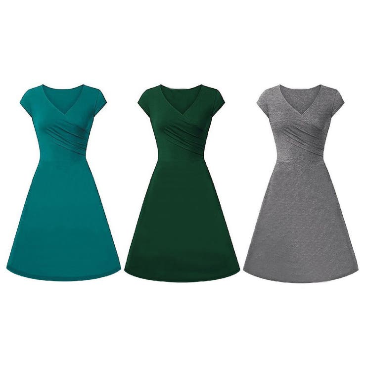 カシュクールワンピース 半袖 フレア | PlusNao | 詳細画像3 