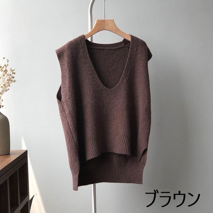 お値下げです！HERMES ブラウン ニットノースリーブ ベスト ニット ノースリーブ ベスト[品番：FQ000140089]｜PlusNao