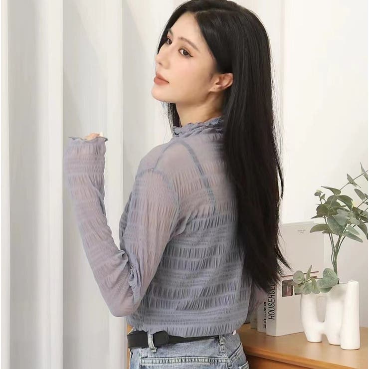 ブラウス シアートップス シアーシャツ | PlusNao | 詳細画像9 