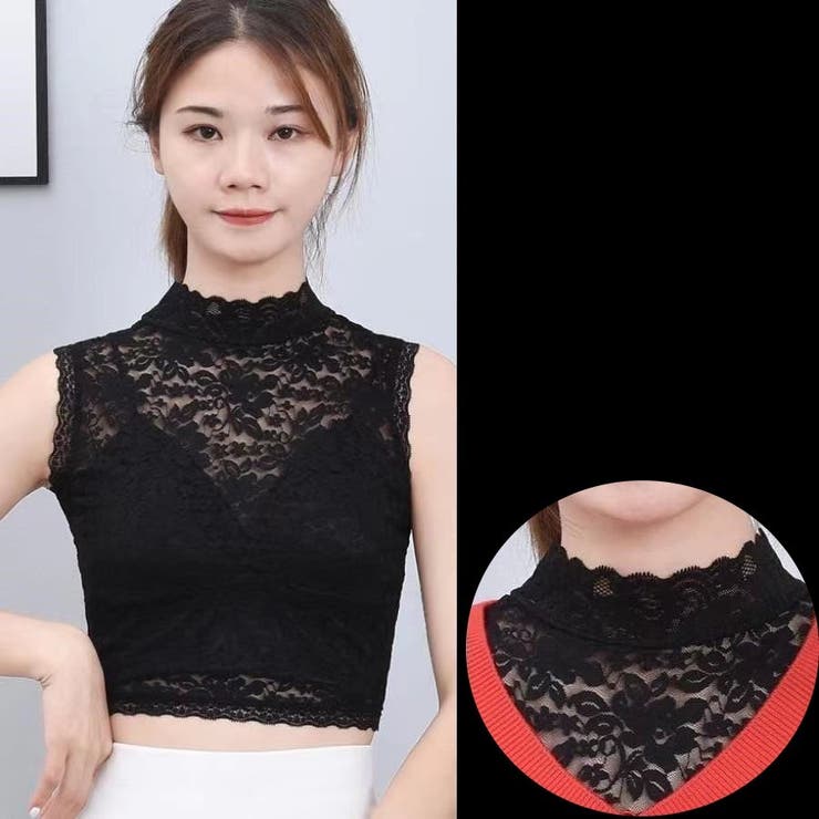 レースカットソー ハイネック ノースリーブトップス | PlusNao | 詳細画像5 