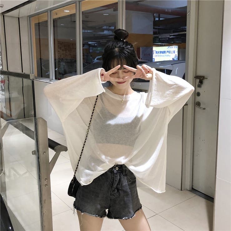 カットソー シースルー トップス[品番：FQ000124996]｜PlusNao 