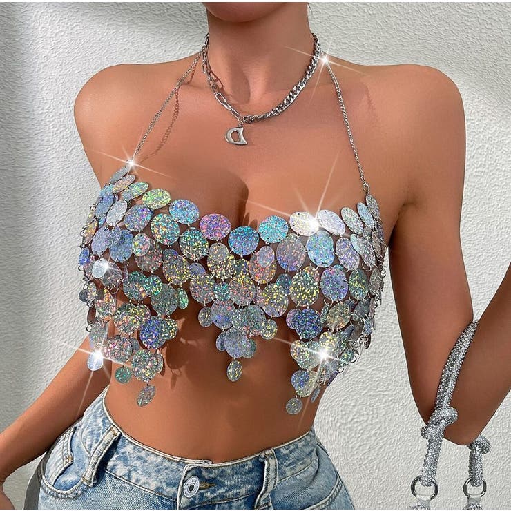 キャミソール スパンコール ベアバックトップス | PlusNao | 詳細画像4 