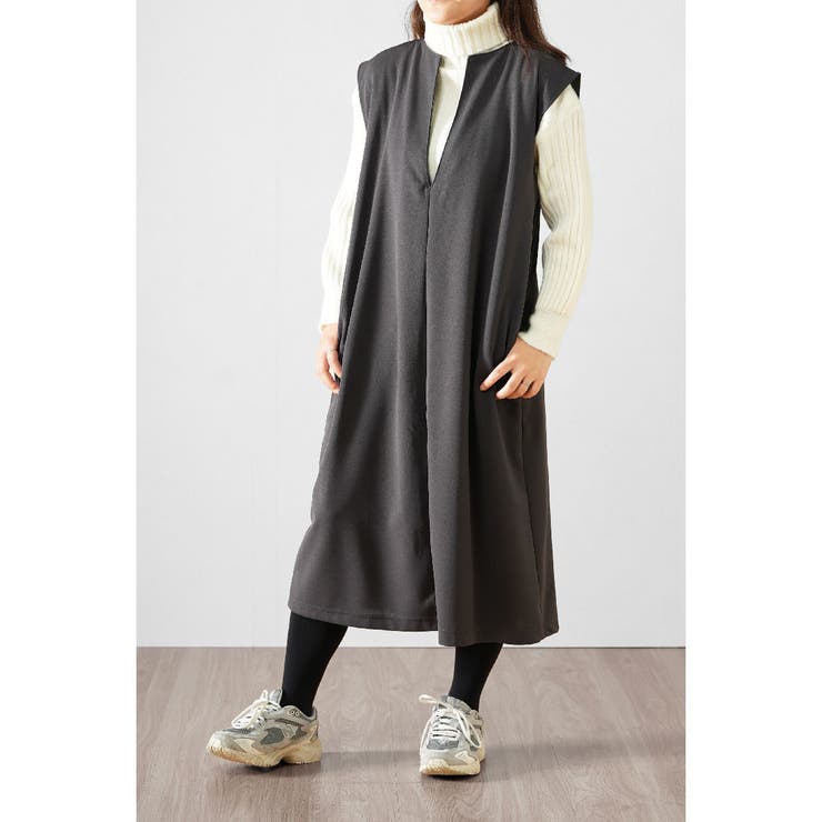 ジャンパースカート Vネック ペアスキン | PlusNao | 詳細画像7 