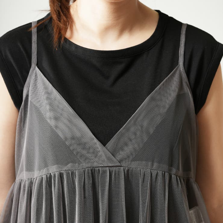 チュールレース ロングキャミワンピース 無地インナーセット | PlusNao | 詳細画像6 