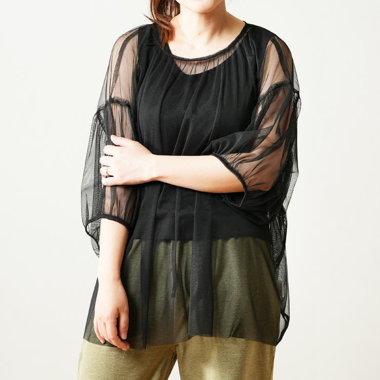 チュールレース 7分袖 トップス | PlusNao | 詳細画像7 