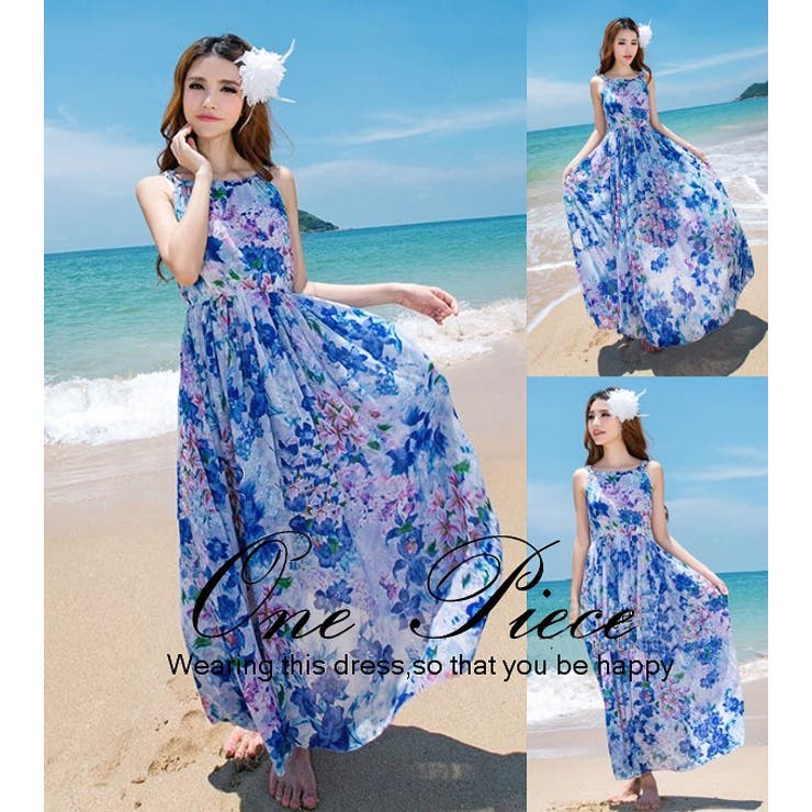 ノースリーブマキシワンピース ロングワンピース シフォン[品番