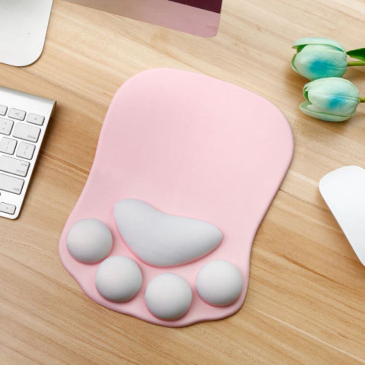リストレスト付きマウスパッド 猫の手 肉球 パソコン周辺機器 PC用品 シリコン クッション ネコ ぷにぷに 柔らかい かわいい