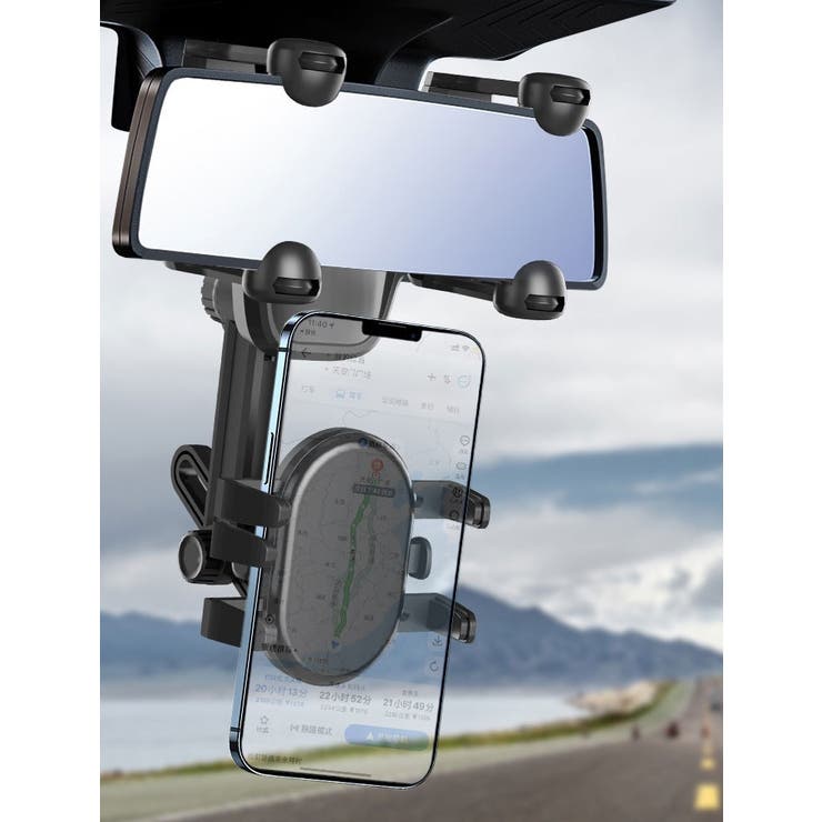 スマホホルダー 車用 バックミラー取り付け | PlusNao | 詳細画像3 