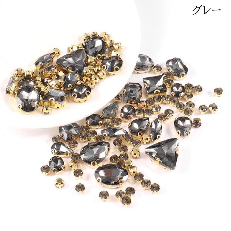 ビジューパーツ 130個セット 台座付き[品番:FQ000216714 ビジューパーツ 130個セット 台座付き[品番:FQ000216714
