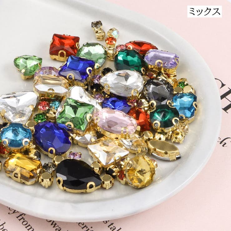 ビジューパーツ 130個セット 台座付き[品番:FQ000216714 ビジューパーツ 130個セット 台座付き[品番:FQ000216714