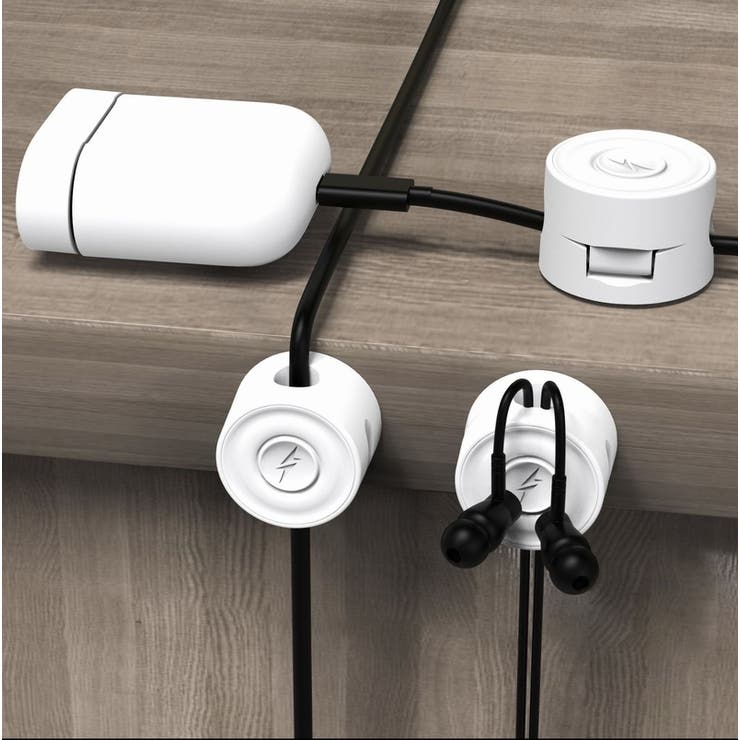 ケーブルホルダー ホワイト 6個 USBケーブル ケーブルクリップ